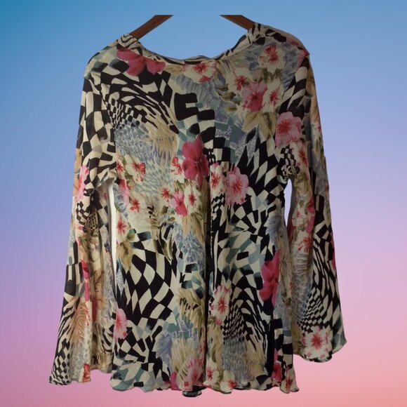 Nostalgia II Colorful Pull Over Blouse Size 2X - Picture 2 of 7